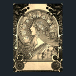 Mucha Art Nouveau Woman Vintage French Zodiac Post Poster<br><div class="desc">A very beautiful vintage travel poster advertising bicycle sports in the 1900s. Check out our shop for more Vintage Posters.</div>