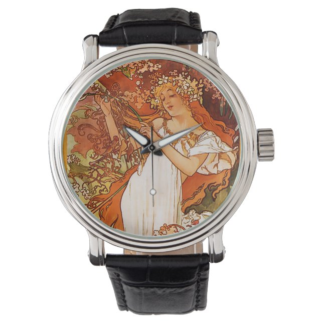 Mucha Art Nouveau Wrist Watch (Front)