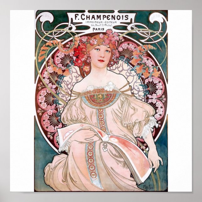 Mucha champenois paris pink dess poster (Front)