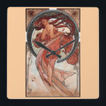 Mucha Dance Art Deco Square Wall Clock<br><div class="desc">A. Mucha. Dance.</div>