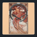 Mucha Dance Art Deco Square Wall Clock<br><div class="desc">A. Mucha. Dance.</div>