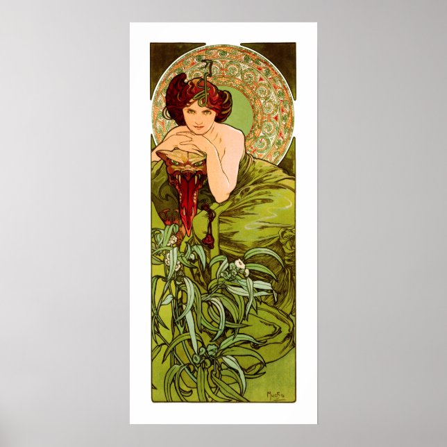 Mucha - Emerald - from the series "Precious Stones Poster (Front)