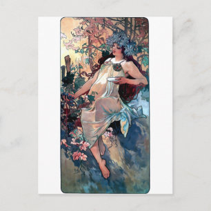 mucha fall autumn art nouveau poster postcard