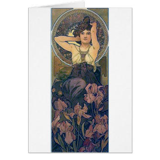 Mucha iris flowers woman art deco