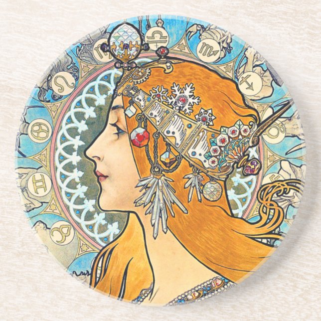Mucha La Plume Coaster (Front)
