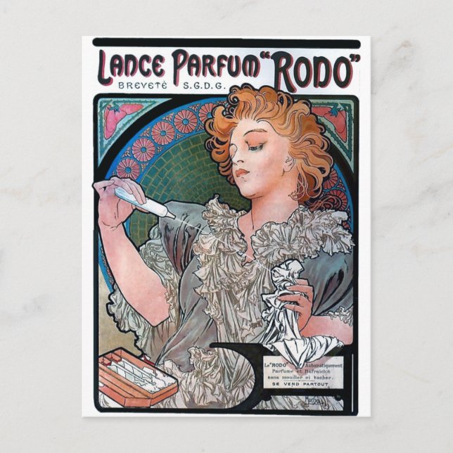 Mucha Lance Parfum Rodo perfume advertisement Postcard (Front)