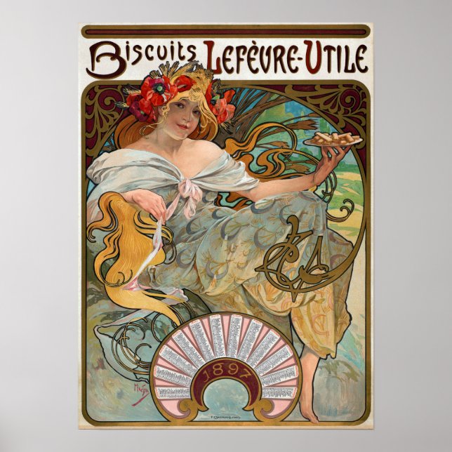 Mucha - Lefevre Biscuits 1896 Poster (Front)