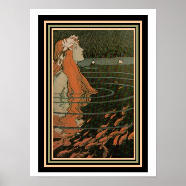 Mucha "Mermaid with Gold Fish"  Art Nouveau Poster (Front)