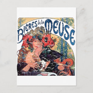 Mucha -Muse -1860 - distressed Postcard