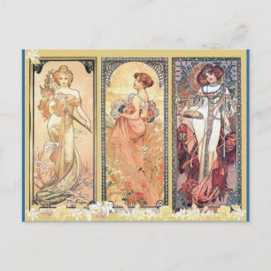 Mucha ~ Panel of Three Postcard