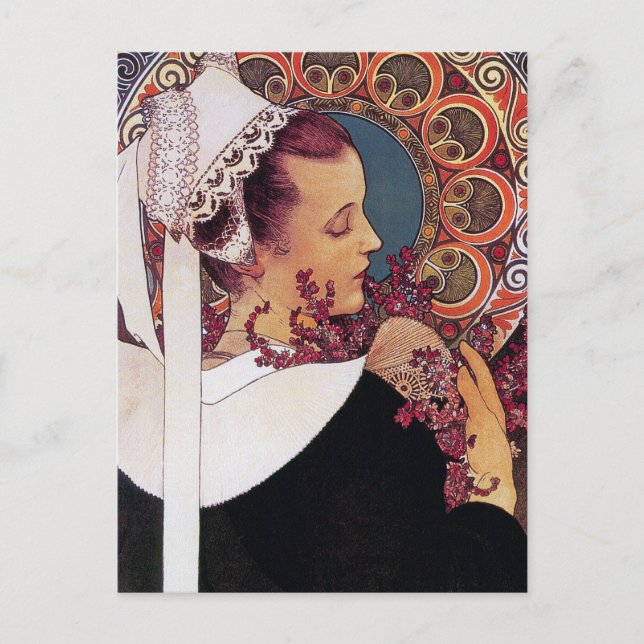 Mucha Postcard:   Alphonse Mucha - Art Nouveau Postcard (Front)