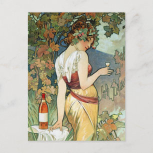 Mucha Postcard: Cognac - Art Nouveau Postcard