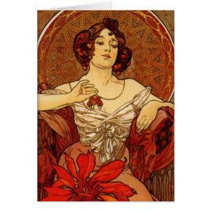 Mucha ~ "Precious Stones Ruby" Blank Card
