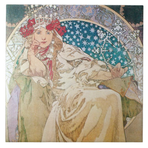 Mucha Princess Hyacinth Tile Trivet Gift Box
