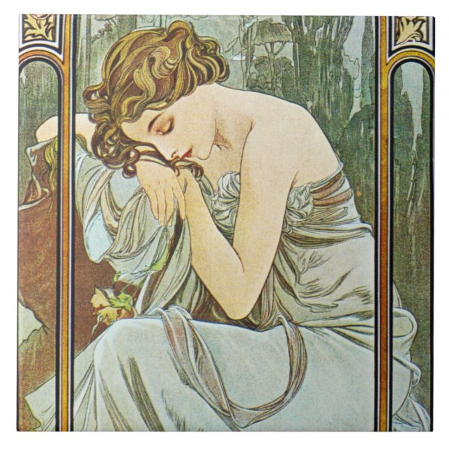 Mucha Repos de la Nuit Tile Trivet Gift Box (Front)