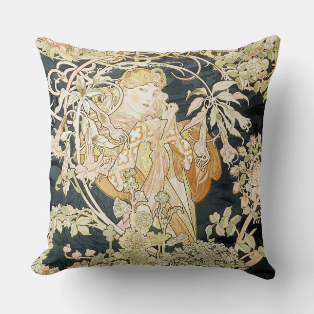Mucha’s Femme a la Marguerite Cushion (Front)
