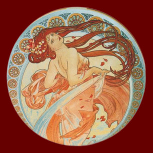 Mucha Woman Classic Round Sticker
