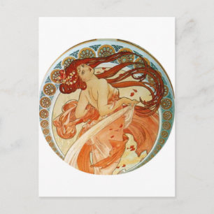 Mucha Woman Postcard