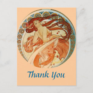 Mucha Woman Thank You Postcard
