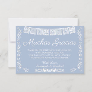 Muchas Gracias Baby Shower Dusty Blue Thank You Card