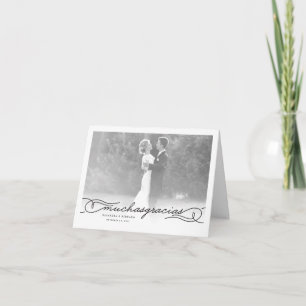Muchas Gracias Chic Script Photo Wedding Thank You Note Card