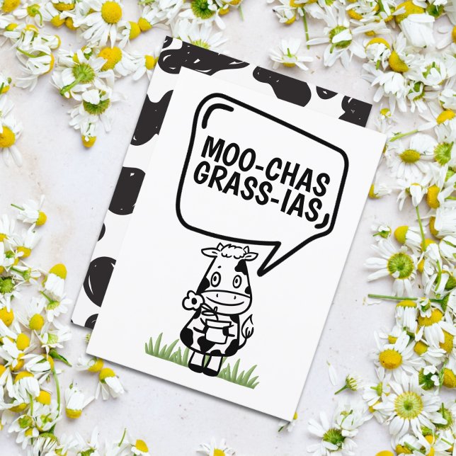Muchas Gracias Cow Themed Many Thanks Funny Thank You Card (Creator Uploaded)