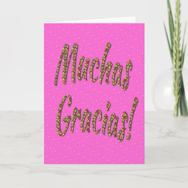 "Muchas Gracias!" Greeting Card in Pink (Front)