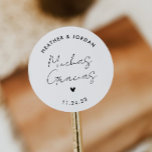 Muchas Gracias Minimalist Wedding Thank You Classic Round Sticker<br><div class="desc">Muchas Gracias Minimalist Wedding Thank You Stickers</div>