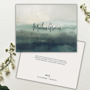 Muchas Gracias Modern Sage Green Spanish Wedding Thank You Card