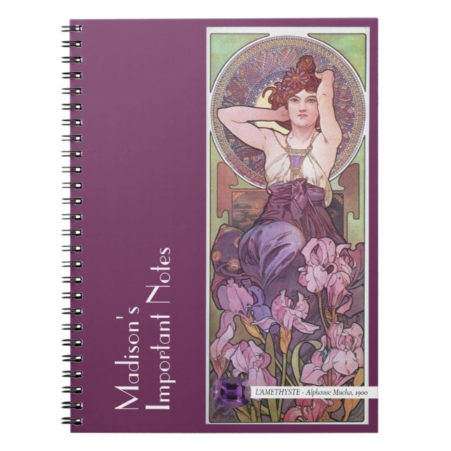 Mucha's Precioius Stones Amethyst Purple Notebook (Front)