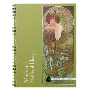 Mucha's Precioius Stones Emerald Green Notebook