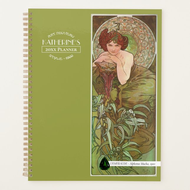 Mucha's Precioius Stones Emerald Green Planner (Front)