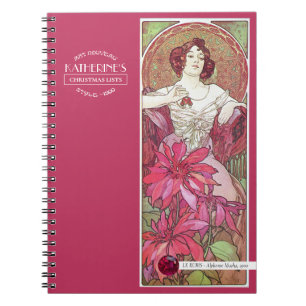 Mucha's Precioius Stones Ruby Red Pink 2 Notebook