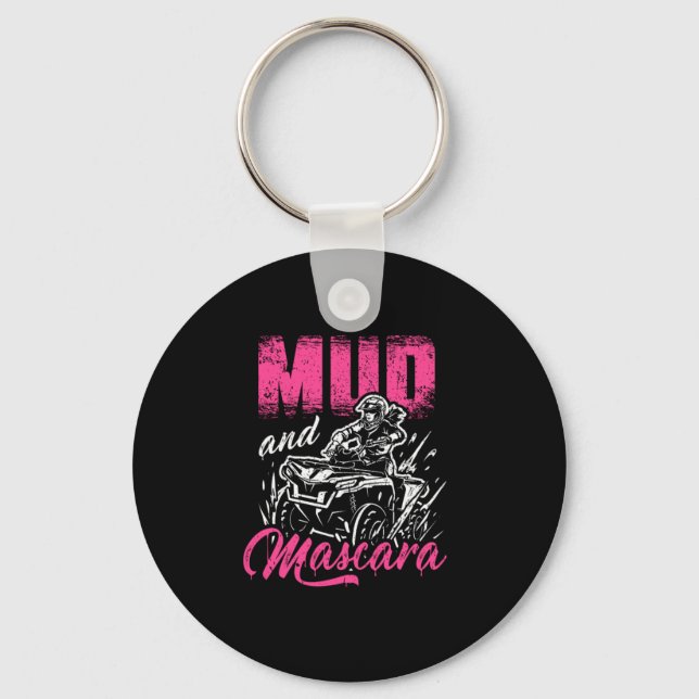 Mud And Mascara 4x4 ATV 4-Wheeler Quad Biker Girl Key Ring (Front)