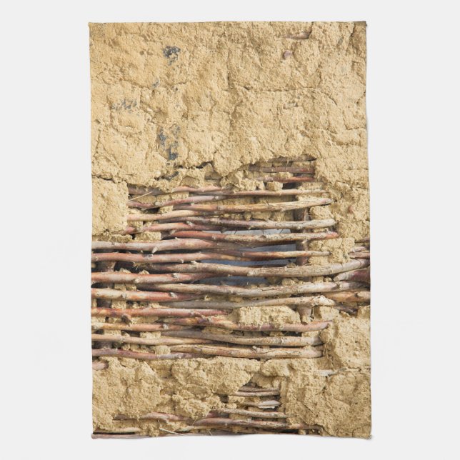 Mud and wattle wall tea towel (Vertical)
