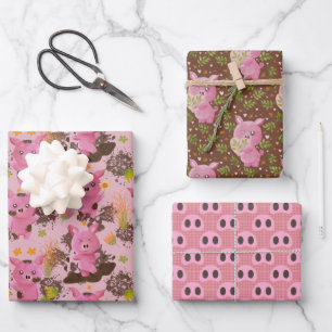 Mud Bath Piggy snouts  Wrapping Paper Sheets
