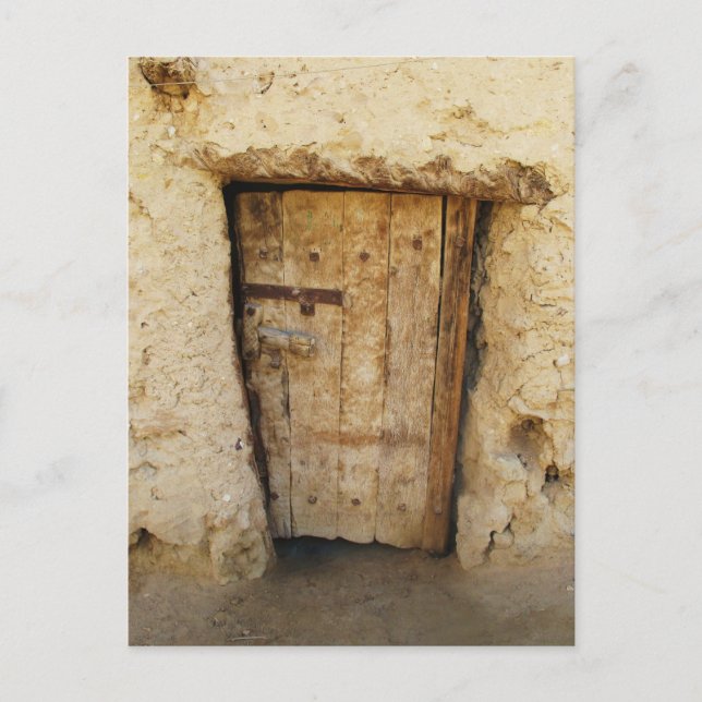 Mud Brick House with old Door  Siwa Oasis, Egypt Postcard (Front)