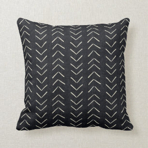 Mud Cloth Big Arrows Black and White Cushion