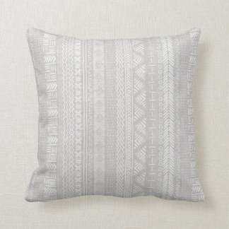 Mud Cloth Geometric Stripe Tribal Grey Cushion