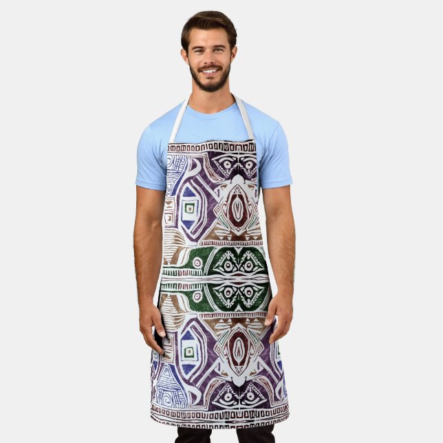 MUD CLOTH PATTERN APRON (Worn)