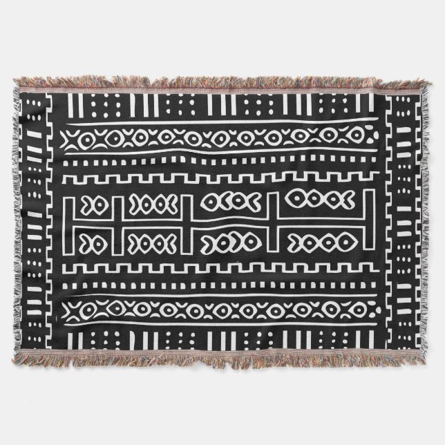 Mud Cloth Pattern Throw Blanket (Front)
