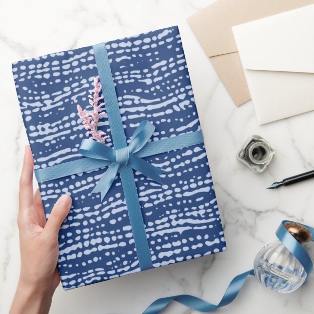 Mud Cloth Stitch Stripes in Indigo Blue Wrapping Paper (Gifting)