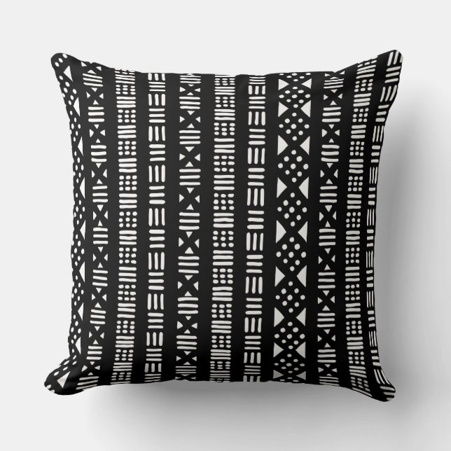 Mud Cloth Style 01 - Black Cushion (Front)