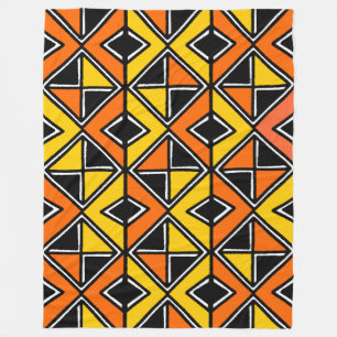 Mud Cloth Style 100215(2) - Amber and Orange Fleece Blanket