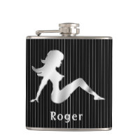 Mud Flap Girl Lined on Black Flask