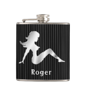 Mud Flap Girl Lined on Black Flask