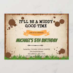 Mud Obstacle Course Birthday Invitation