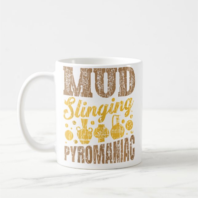 Mud Slinging Funny Pottery Ceramic Clay Artist Coffee Mug (Left)