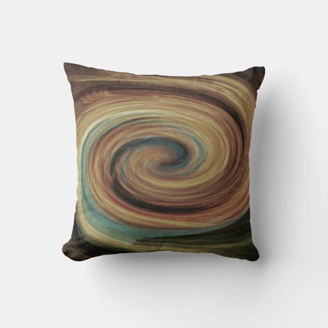 Mud swirl beige brown teal Throw pillow (Front)