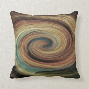 Mud swirl beige brown teal Throw pillow